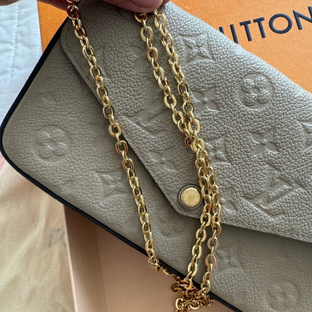 Louis Vuitton Cream Tan Crossbody Bag with Gold Hardware